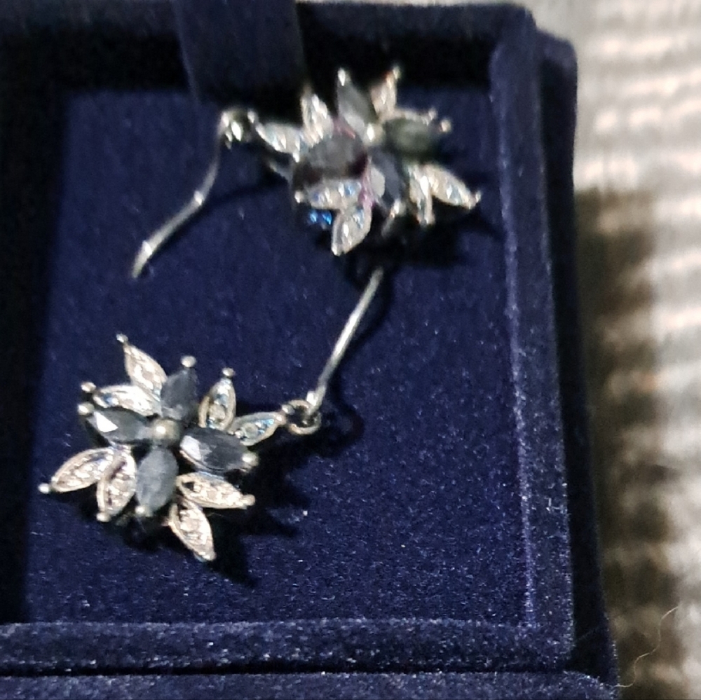 Dazzling Silver Floral Drop Earrings